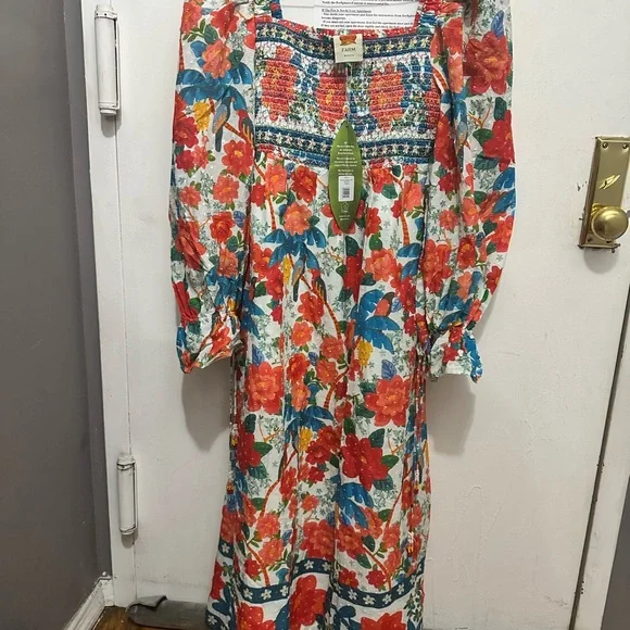 FARM Rio Tropical Romance White Maxi Dress Small NWT